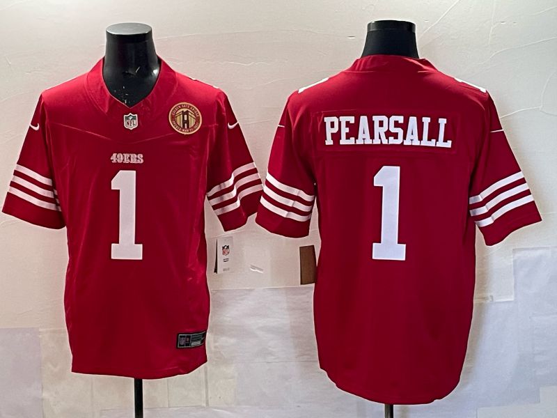 Men 2025 San Francisco 49ers #1 Pearsall red 3th generation Nike Limited NFL Jersey style  007